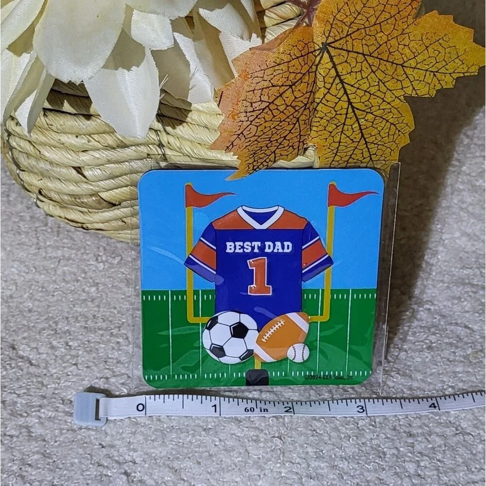 Best Dad Sports Theme 3pc Stationery Set (Sticky Notes, Pen, & Magnet) Brand New